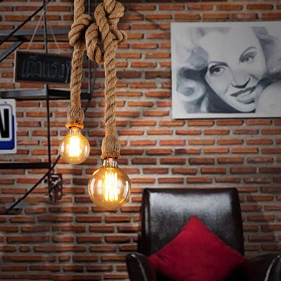 Luminaire suspendu industriel à 1/2 lumières en corde de chanvre 