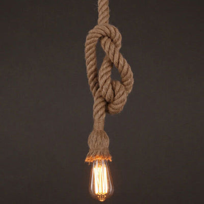 Industrial Hemp Rope Hanging 1/2-Light Pendant Light