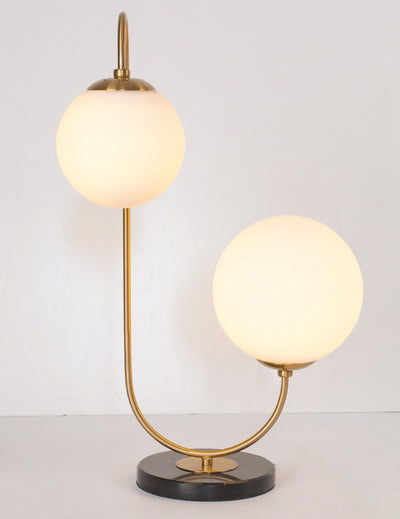 Modern Opal Glass 2-Light Double Ball Table Lamps