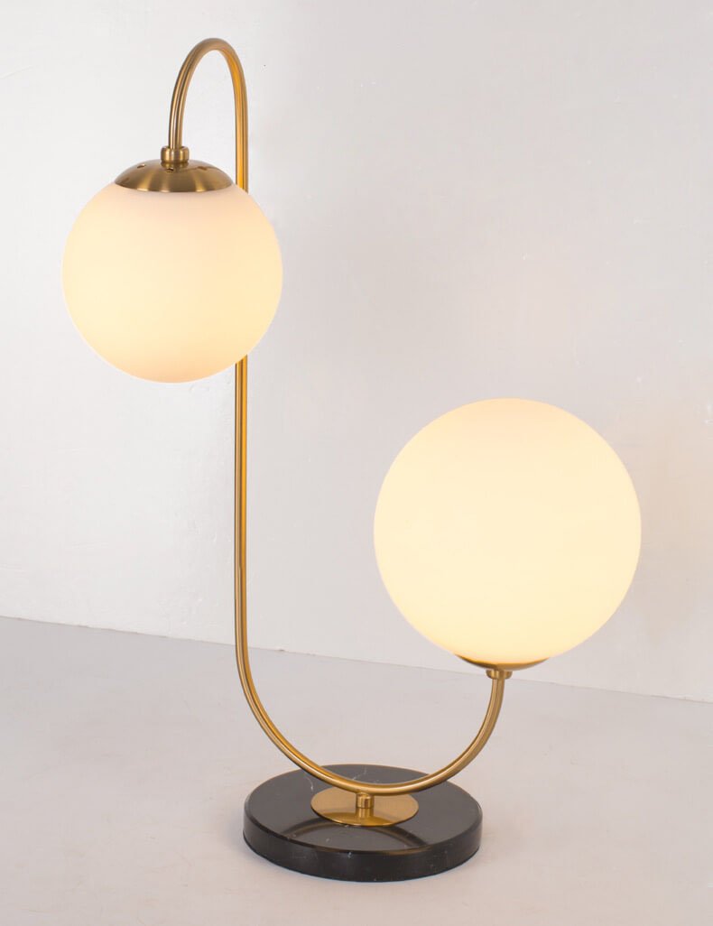 Modern Opal Glass 2-Light Double Ball Table Lamps