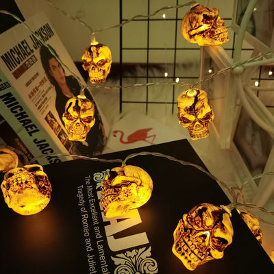Décoration d'Ambiance de Fête avec Guirlande Lumineuse LED Squelette d'Horreur d'Halloween 10/20/30/40 Lumières en Plastique 
