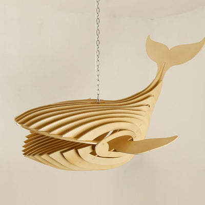 Modern Japanese Creative Wooden 1-Light Fish Shaped Pendant Light