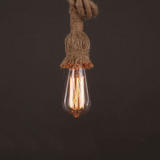 Industrial Hemp Rope Hanging 1/2-Light Pendant Light