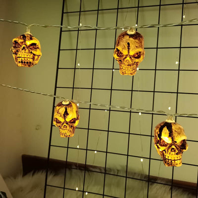 Décoration d'Ambiance de Fête avec Guirlande Lumineuse LED Squelette d'Horreur d'Halloween 10/20/30/40 Lumières en Plastique 