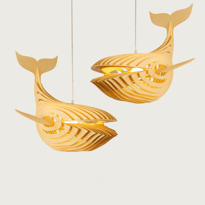 Modern Japanese Creative Wooden 1-Light Fish Shaped Pendant Light