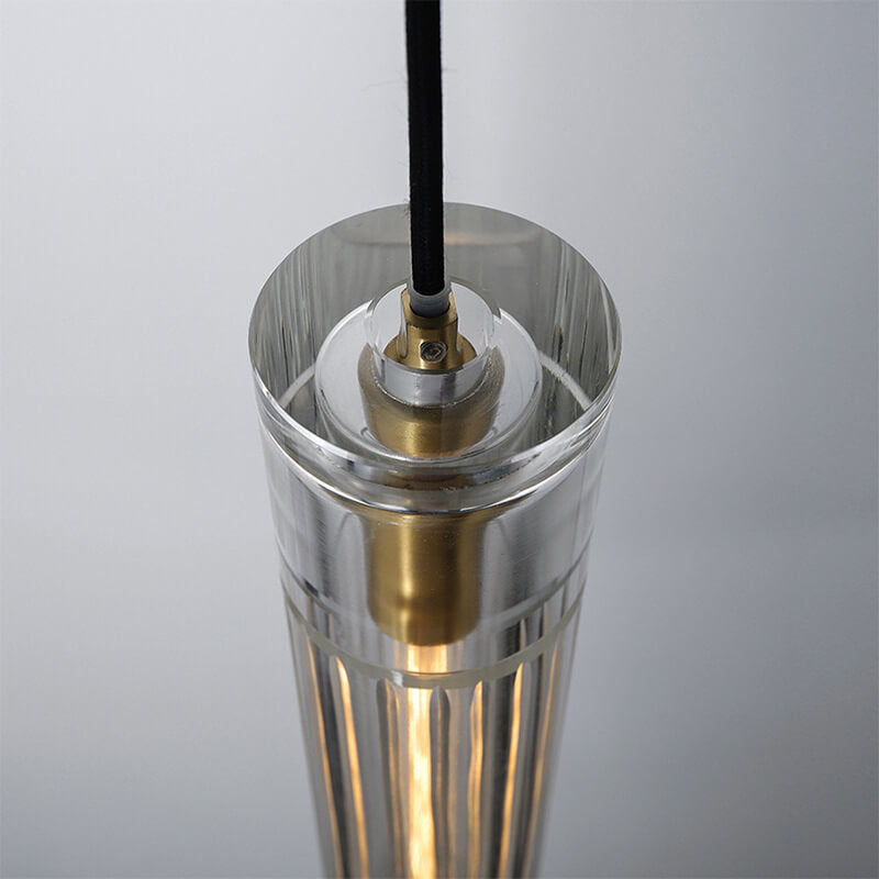 Luminaire suspendu moderne à 1 lumière en forme de cylindre en cristal 