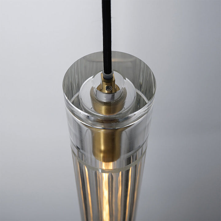 Luminaire suspendu moderne à 1 lumière en forme de cylindre en cristal 