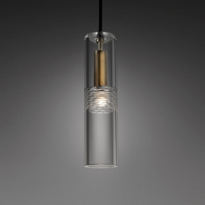 Luminaire suspendu moderne à 1 lumière en forme de cylindre en cristal 