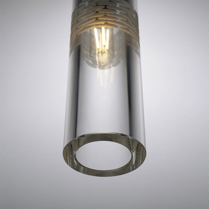 Luminaire suspendu moderne à 1 lumière en forme de cylindre en cristal 