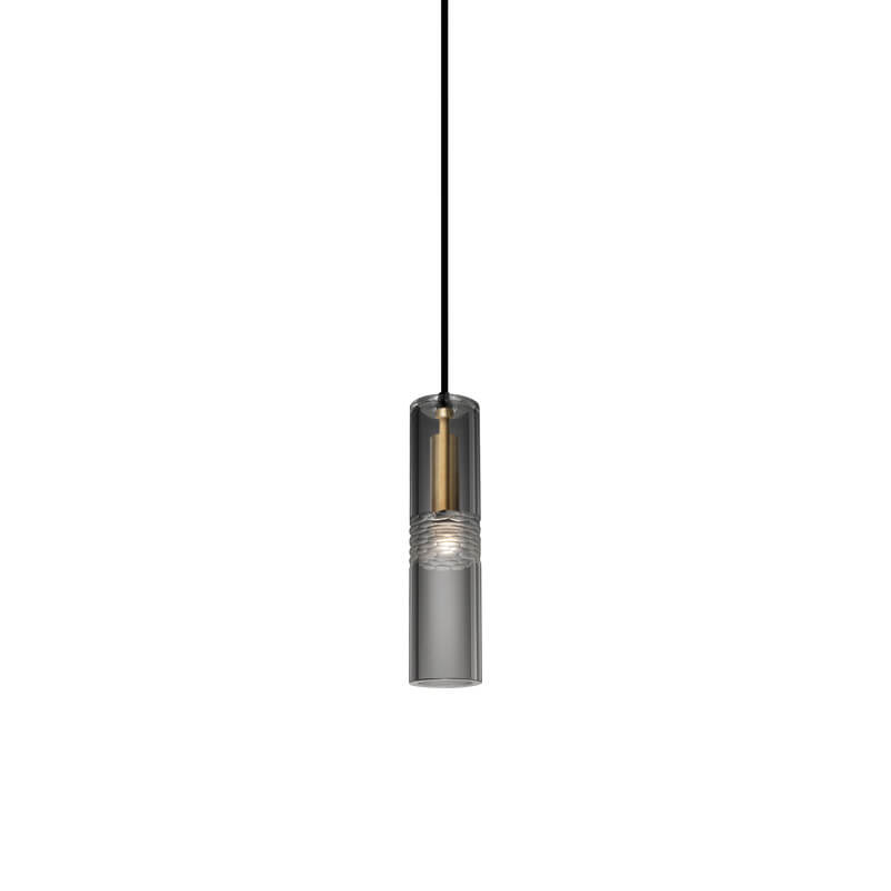 Luminaire suspendu moderne à 1 lumière en forme de cylindre en cristal 