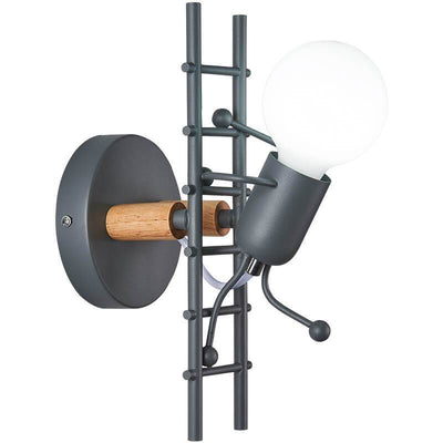 Wrought Iron 1-Light Stair Climbing Villain Robot Sconce Lamp