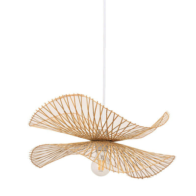 Moderne 1-Licht-Schmetterlings-Pendelleuchte aus Bambusgeflecht 
