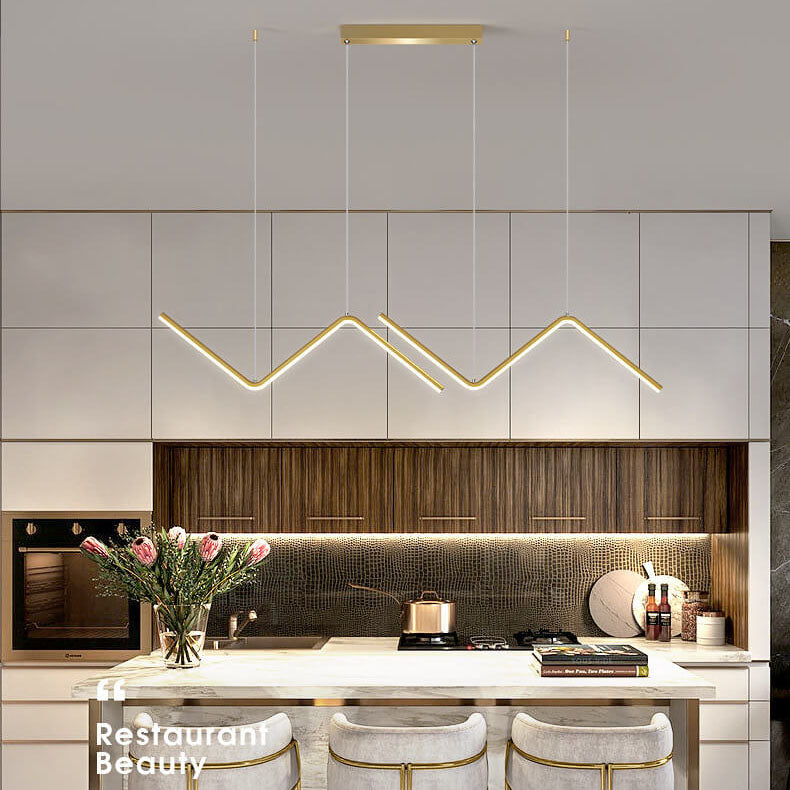 Moderne minimalistische LED-Hängeleuchte in N-Form aus Aluminium und Silikon für das Esszimmer 
