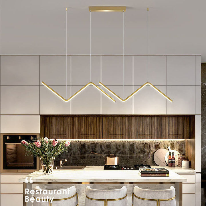 Moderne minimalistische LED-Hängeleuchte in N-Form aus Aluminium und Silikon für das Esszimmer 