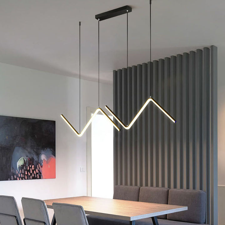 Moderne minimalistische LED-Hängeleuchte in N-Form aus Aluminium und Silikon für das Esszimmer 