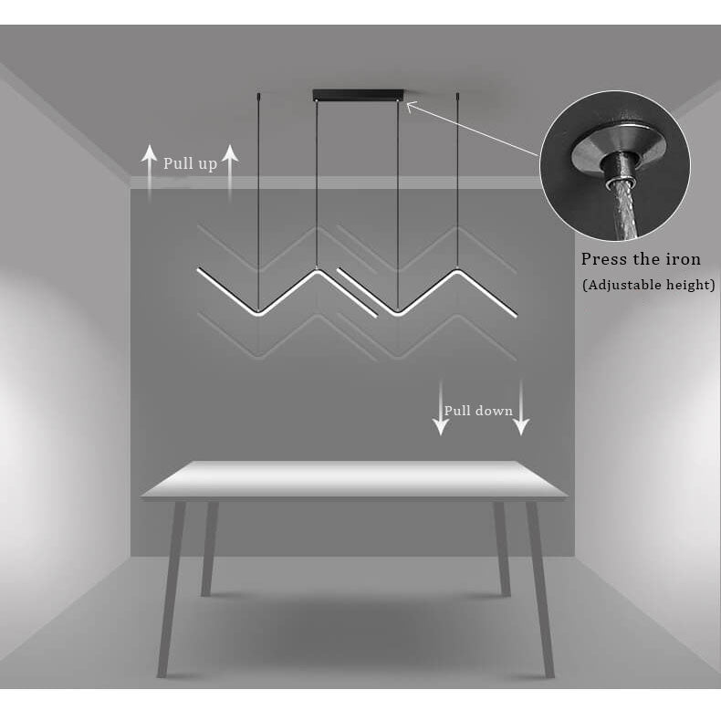 Moderne minimalistische LED-Hängeleuchte in N-Form aus Aluminium und Silikon für das Esszimmer 