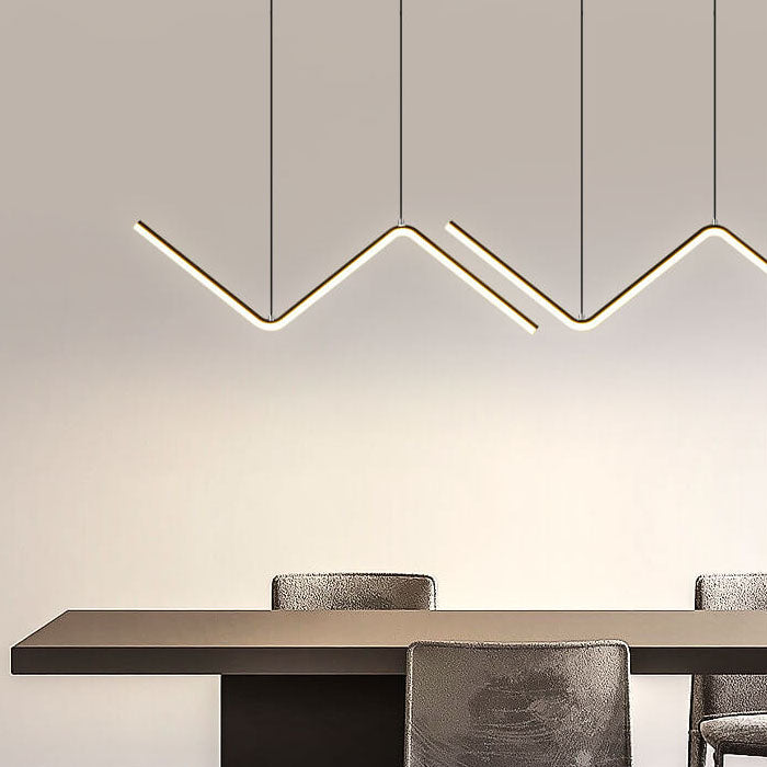 Moderne minimalistische LED-Hängeleuchte in N-Form aus Aluminium und Silikon für das Esszimmer 