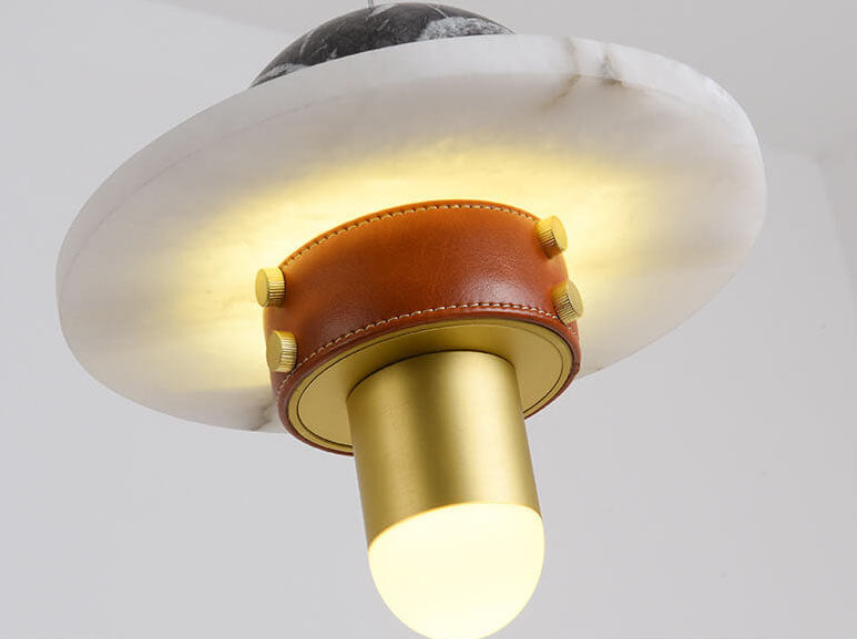 Moderne 1-flammige LED-Pendelleuchte in UFO-Form aus Marmor
