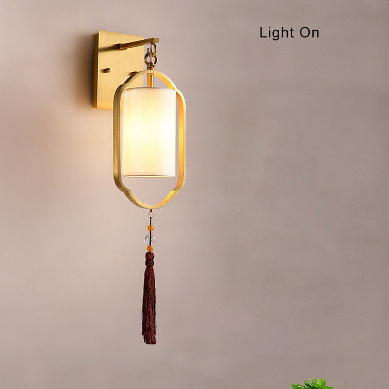 Chinese Style Fabric 1-Light Armed Sconce Lamp