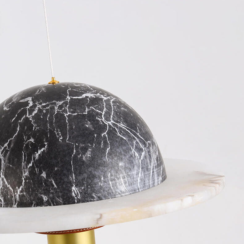 Moderne 1-flammige LED-Pendelleuchte in UFO-Form aus Marmor