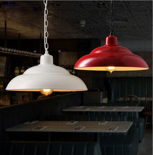 Industrial Metal Lacquered 1-Light Dome Pendant Light