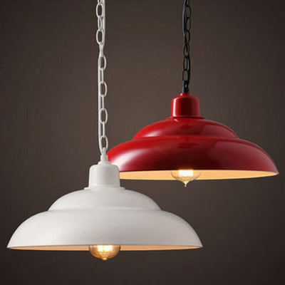Industrial Metal Lacquered 1-Light Dome Pendant Light