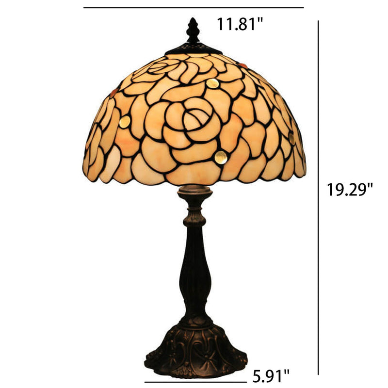 Tiffany Creative Yellow Rose Dome 1-Light Table Lamp