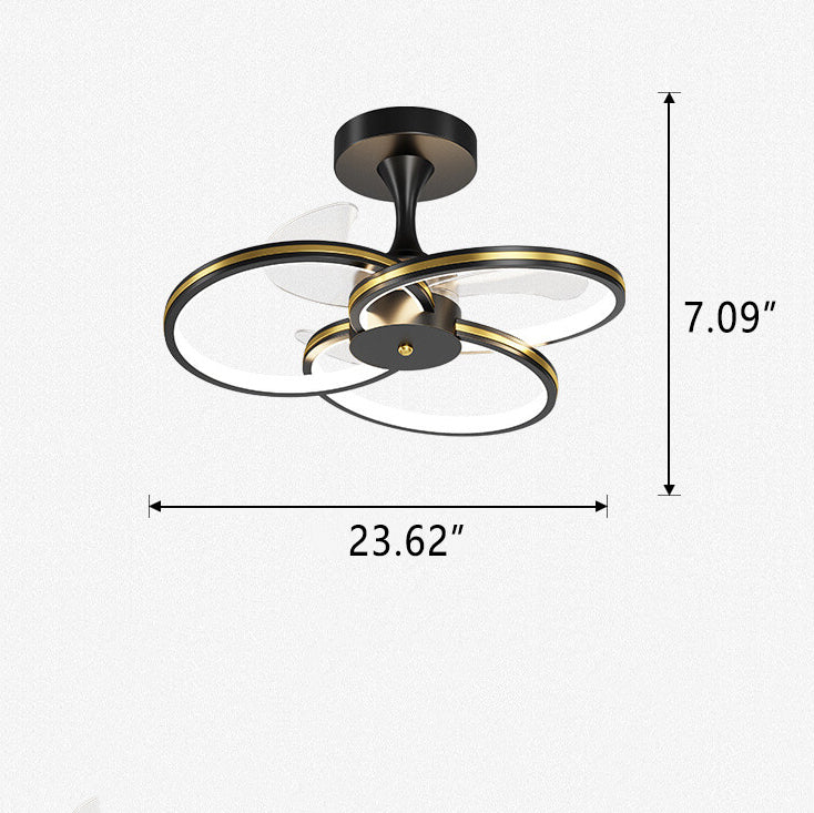 Luxury Acrylic Three Rings Combination Design LED Flush Mount Fan Light