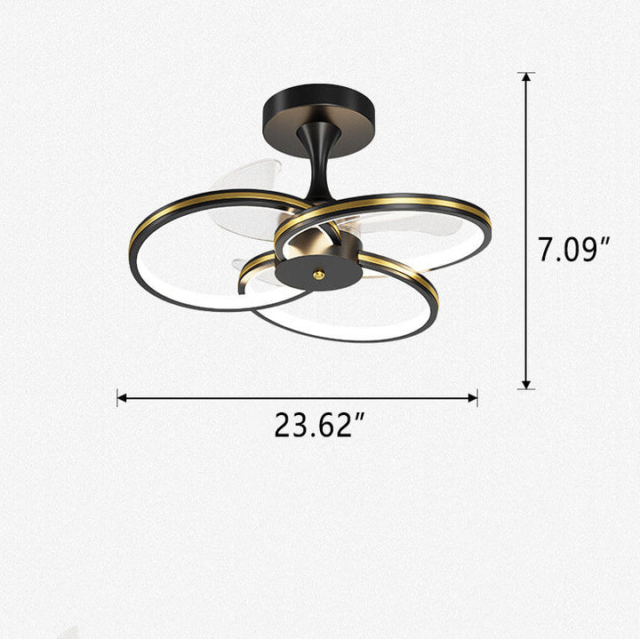 Luxury Acrylic Three Rings Combination Design LED Flush Mount Fan Light