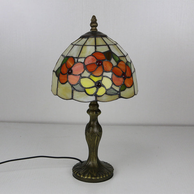 Tiffany Decorative Flower Umbrella Rose Alloy Stained Glass 1-Light Table Lamp