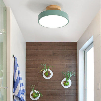 Nordic Wood Round Acryl LED Semi-Flush Mount Deckenleuchte