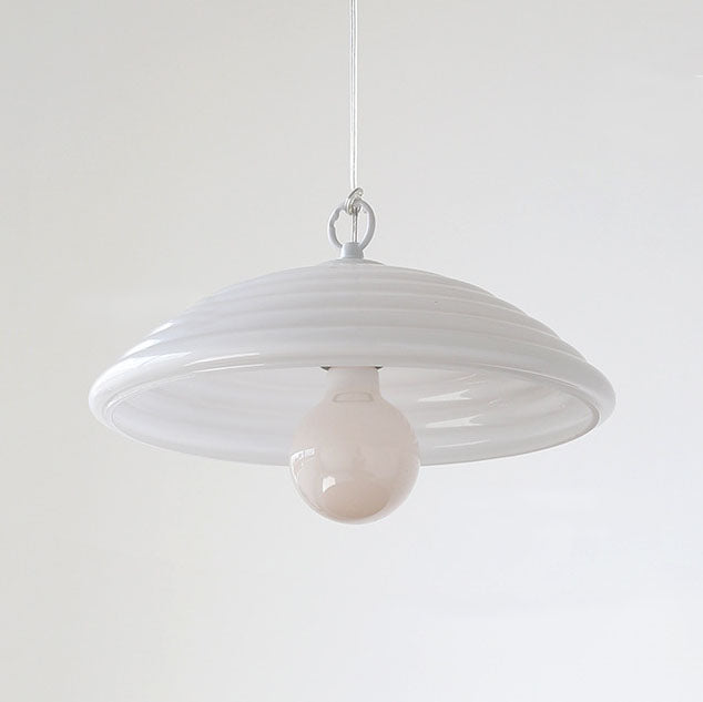 Nordic Vintage Striped Glass Round Dome 1-Light Pendant Light