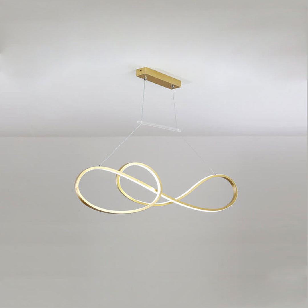 Lámpara de Araña Moderna de Lujo Ligero con Anillo Curvo LED para Isla 