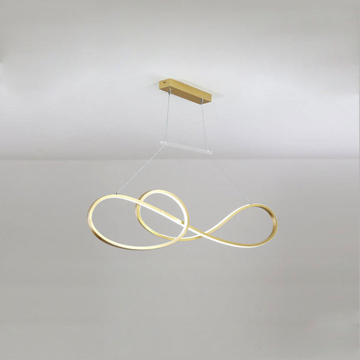 Lámpara de Araña Moderna de Lujo Ligero con Anillo Curvo LED para Isla 