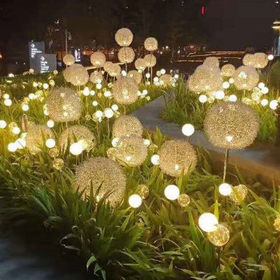 Solar Dandelion Aluminum Wire Globe Light LED Outdoor Waterproof Luminous Garden Insert Ground Landscape Light