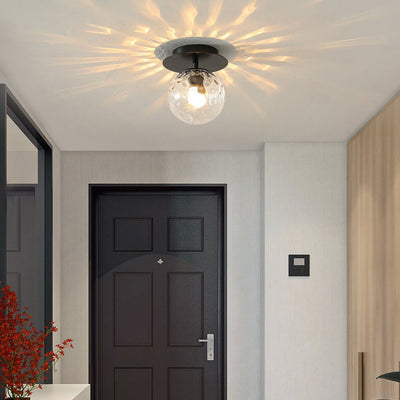 Luz de techo semiempotrada de 1 luz con orbe de vidrio nórdico 