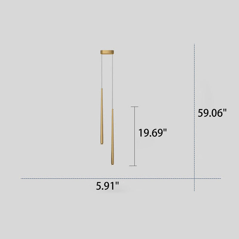 Vollkupfer-Minimalist Slim Strip Design Long Line 1/2-Light LED Island Light Kronleuchter 