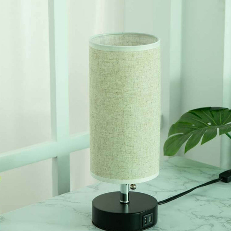 Lampe de table à 1 lumière en tissu de fer creux à colonne créative 