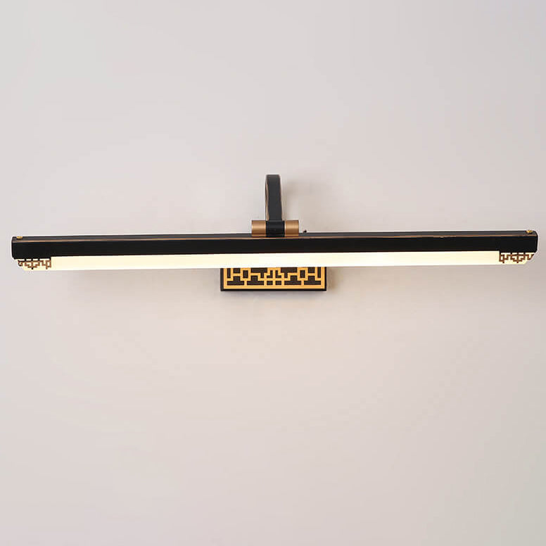 Retro Chinese Iron Bar Rotating LED Mirror Front Wall Sconce Lamp
