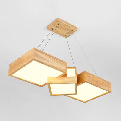 Modern Creative Solid Wood Several Squares LED Chandelier