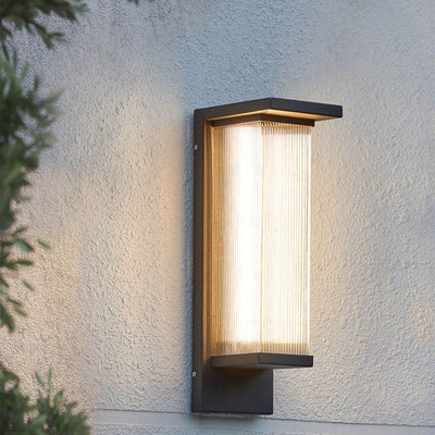 Industrial Waterproof Rectangular PC Striped Shade LED Outdoor Wall Sconce Lamp