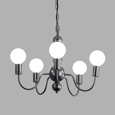 French Modern Minimalist Round Ball Iron Glass 3/5/8 Light Chandelier