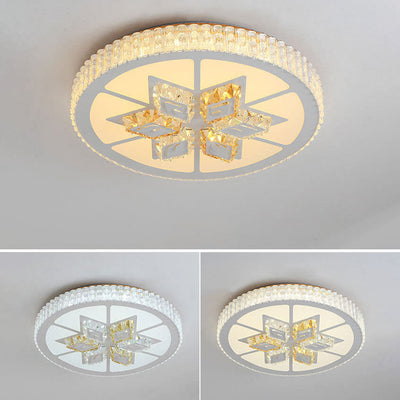 Modern Minimalist Round Acrylic Crystal LED Flush Mount Lighting