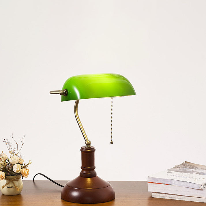 Lámpara de mesa de 1 luz con banco de cristal y madera maciza vintage tradicional con cremallera para dormitorio 