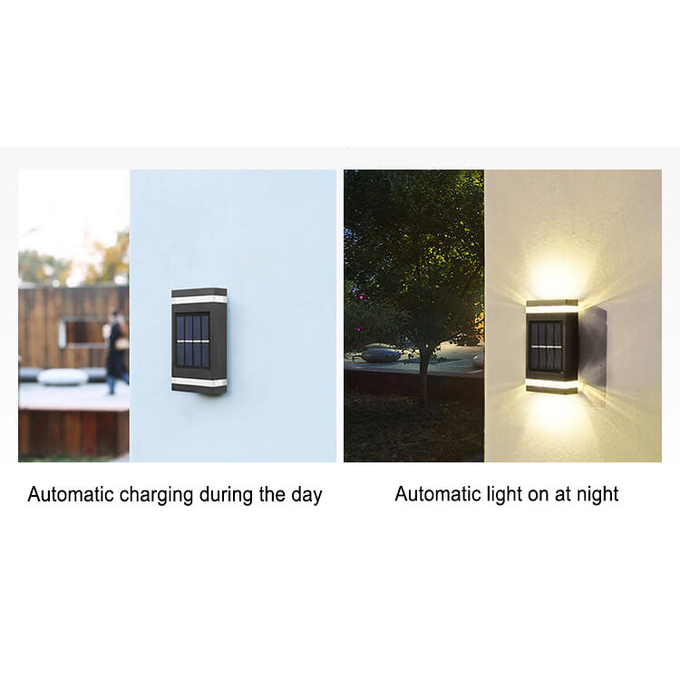 Simple Solar Rectangular Flat LED Outdoor Waterproof Wall Sconce Lamp