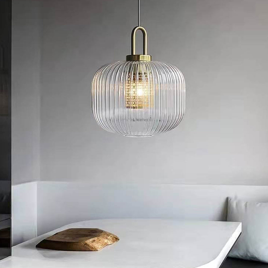 Lámpara colgante de vidrio ovalado vintage industrial de 1 luz 