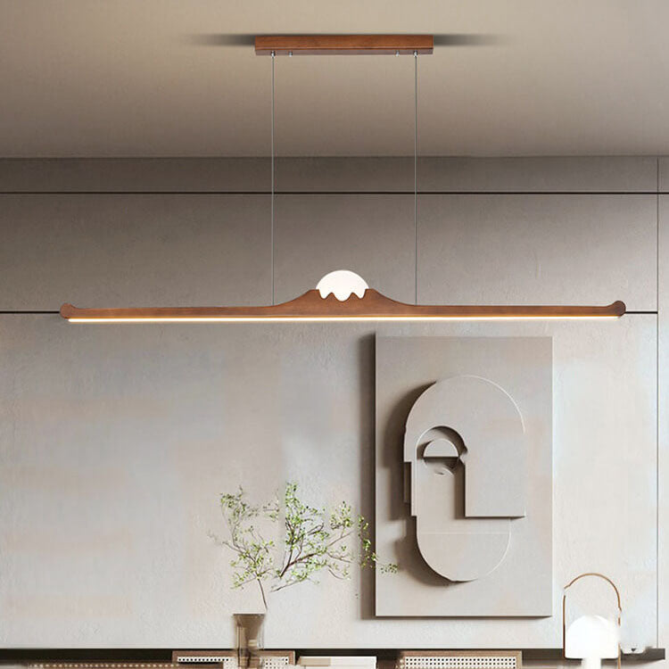 Nordic Retro Schwarz Walnuss Massivholz Langstreifen LED Insel Licht Kronleuchter 