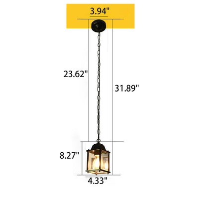 Einfache amerikanische quadratische Glas-Aluminium-1-Licht-wasserdichte Pendelleuchte für den Außenbereich 