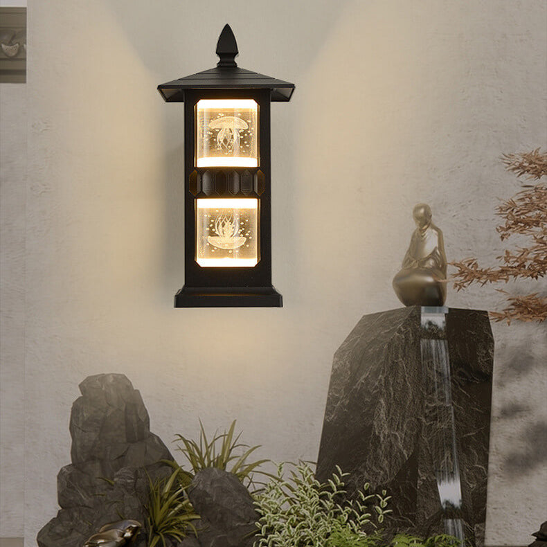 Traditional Chinese Zinc Alloy House Pagoda LED Waterproof Wall Sconce Lamp For Outdoor Patio