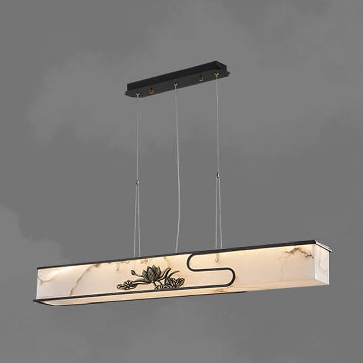 Moderne Luxus Marmor Lange Kupfer Zen Insel Licht LED Kronleuchter 
